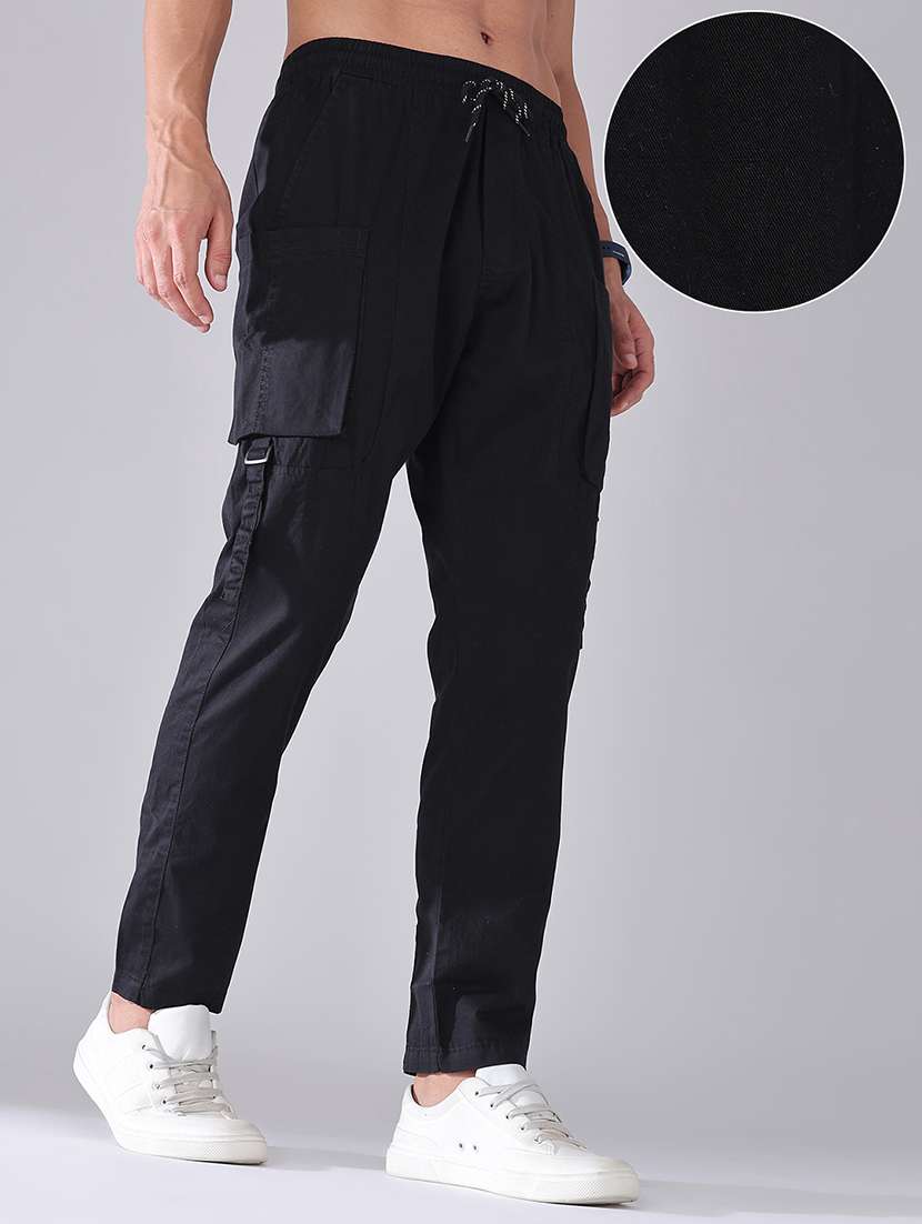men solid mid rise regular fit cargo  - 22185396 -  Standard Image - 3