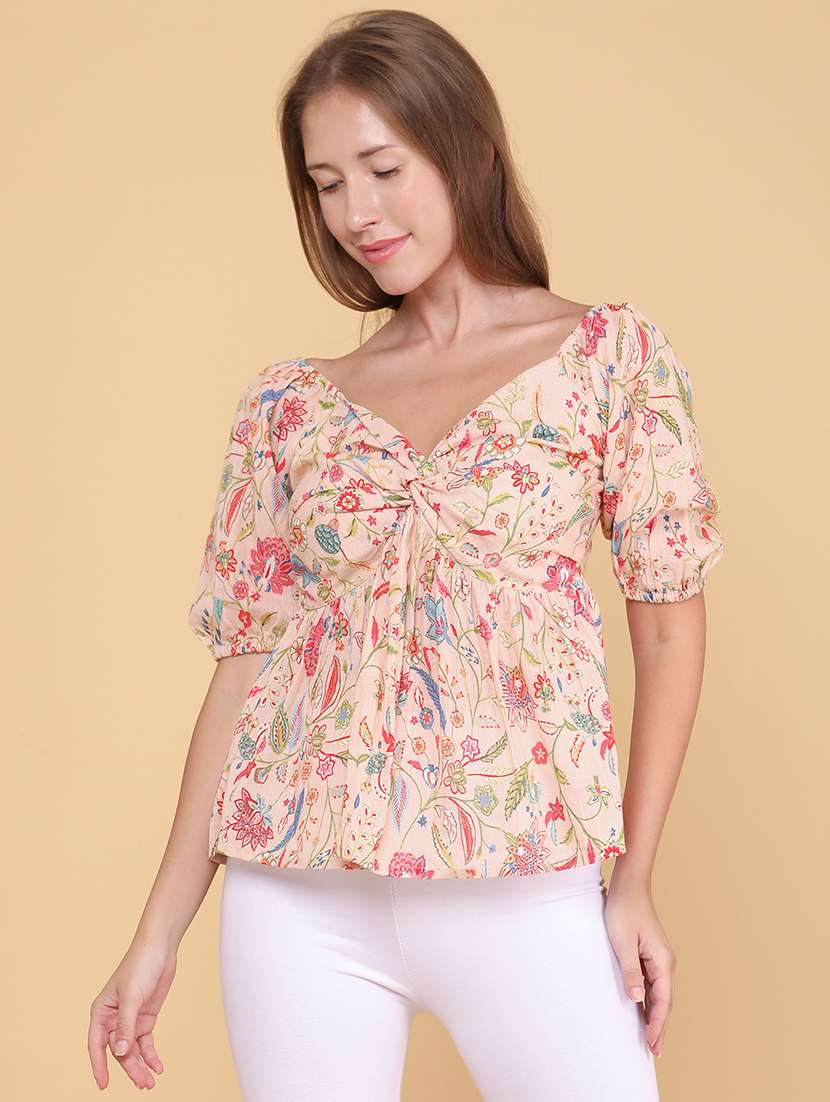 women printed short sleeves a-line top - 22185404 -  Standard Image - 3