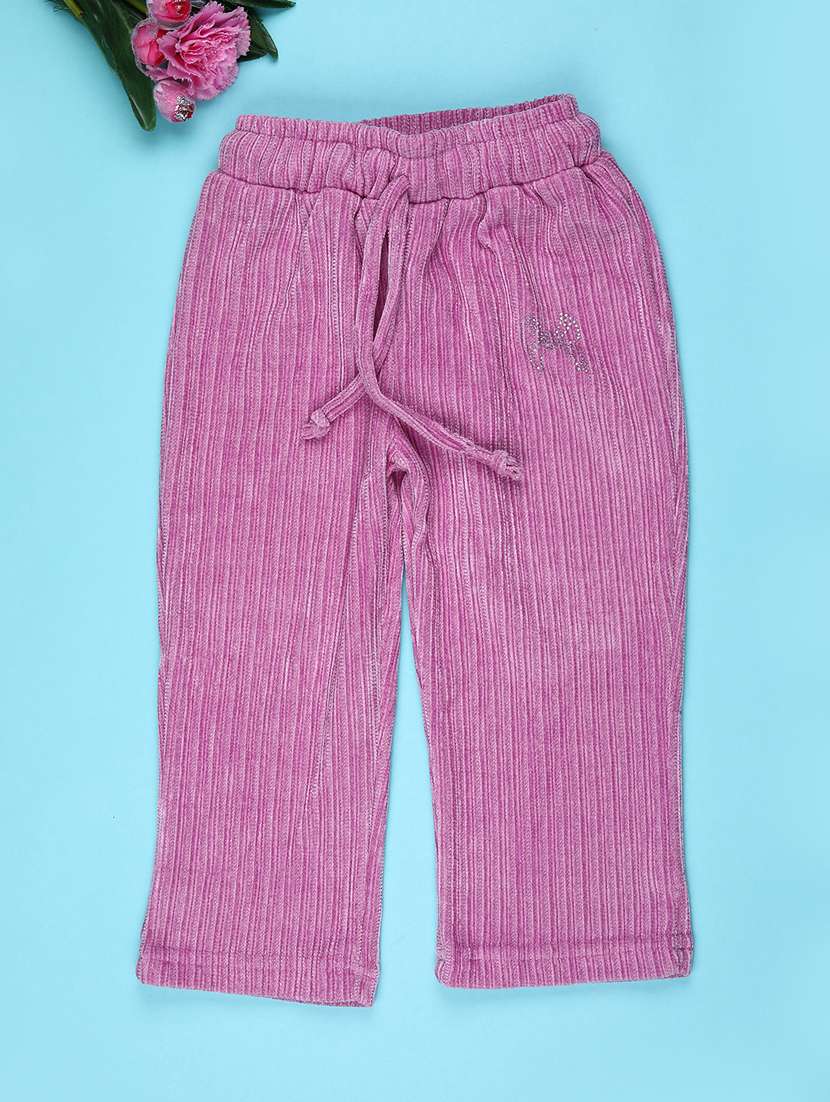 girls solid mid rise nightwear pyjama