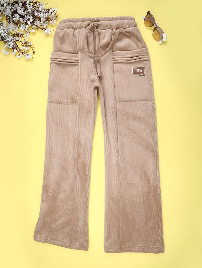 girls solid mid rise nightwear pyjama