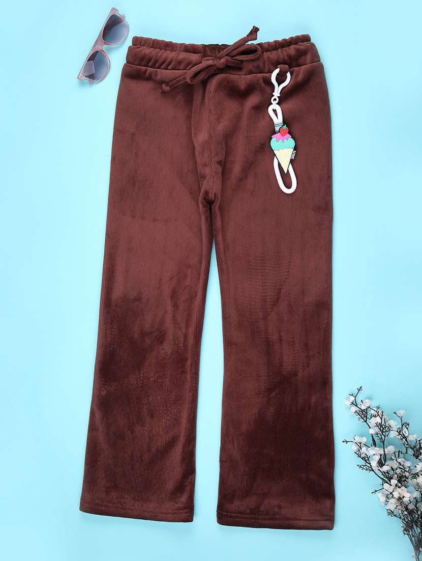 girls solid mid rise nightwear pyjama