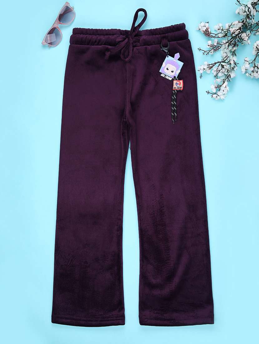 girls solid mid rise nightwear pyjama