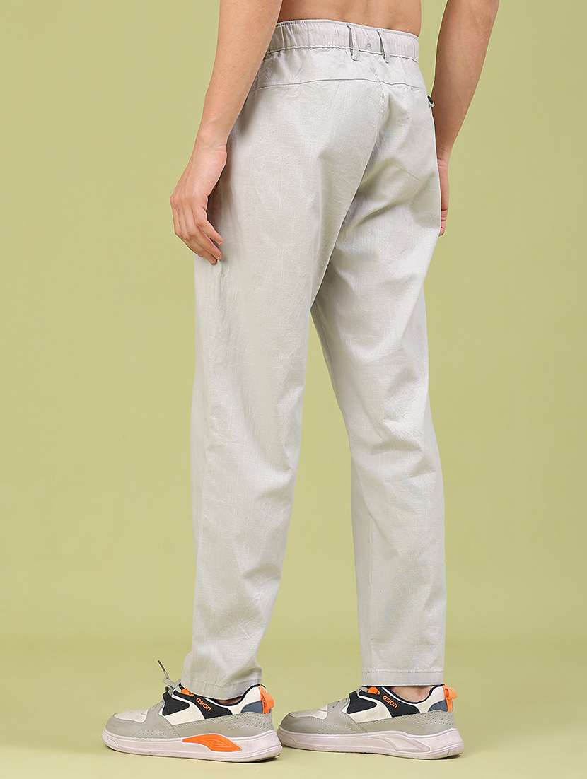 men solid mid rise regular fit casual trouser - 22185467 -  Standard Image - 3