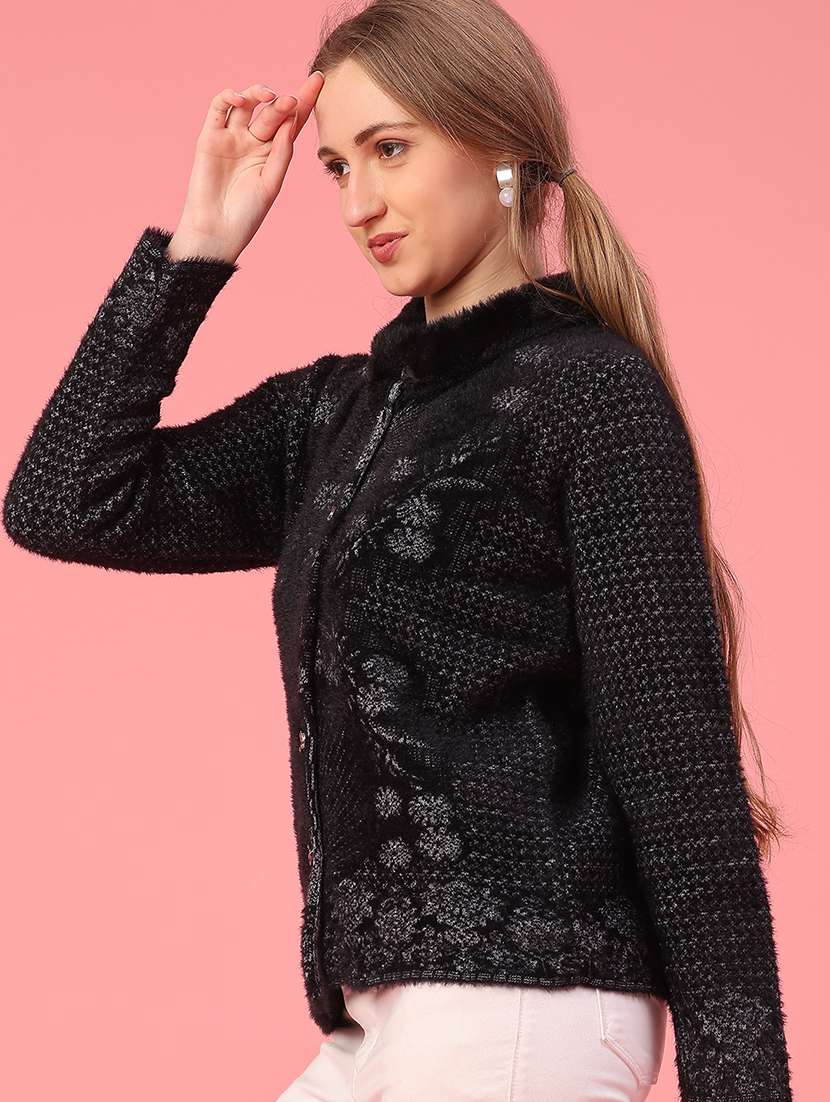 women self design long sleeve cardigan - 22185492 -  Standard Image - 3