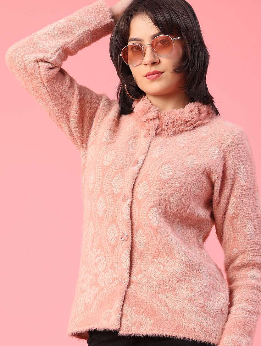 women self design long sleeve cardigan