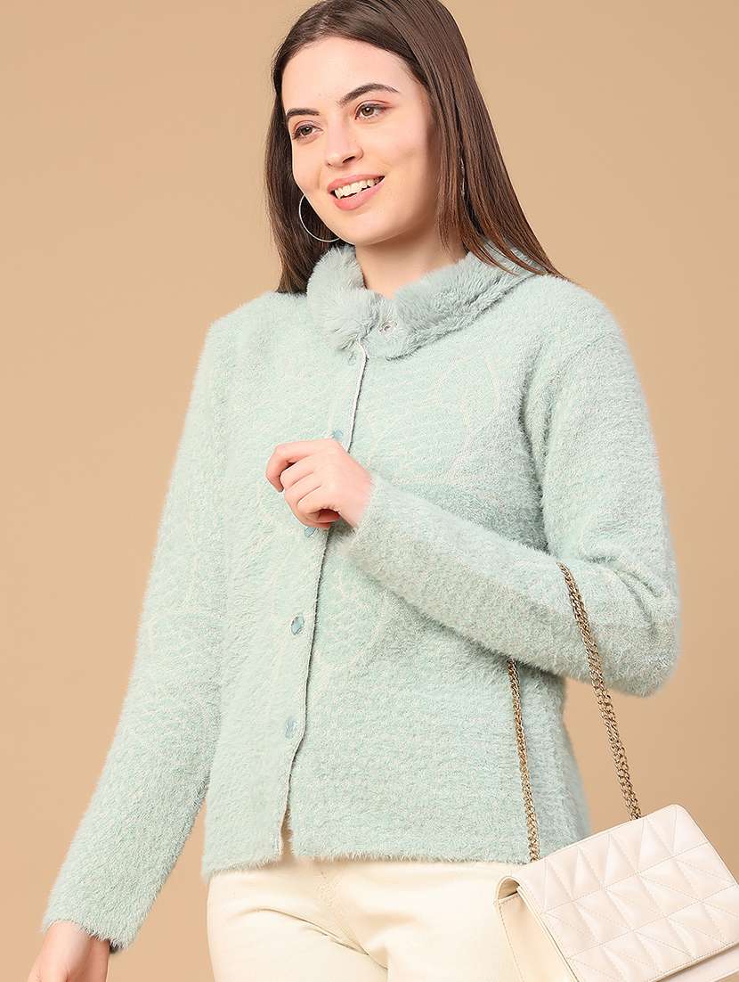 women self design long sleeve cardigan