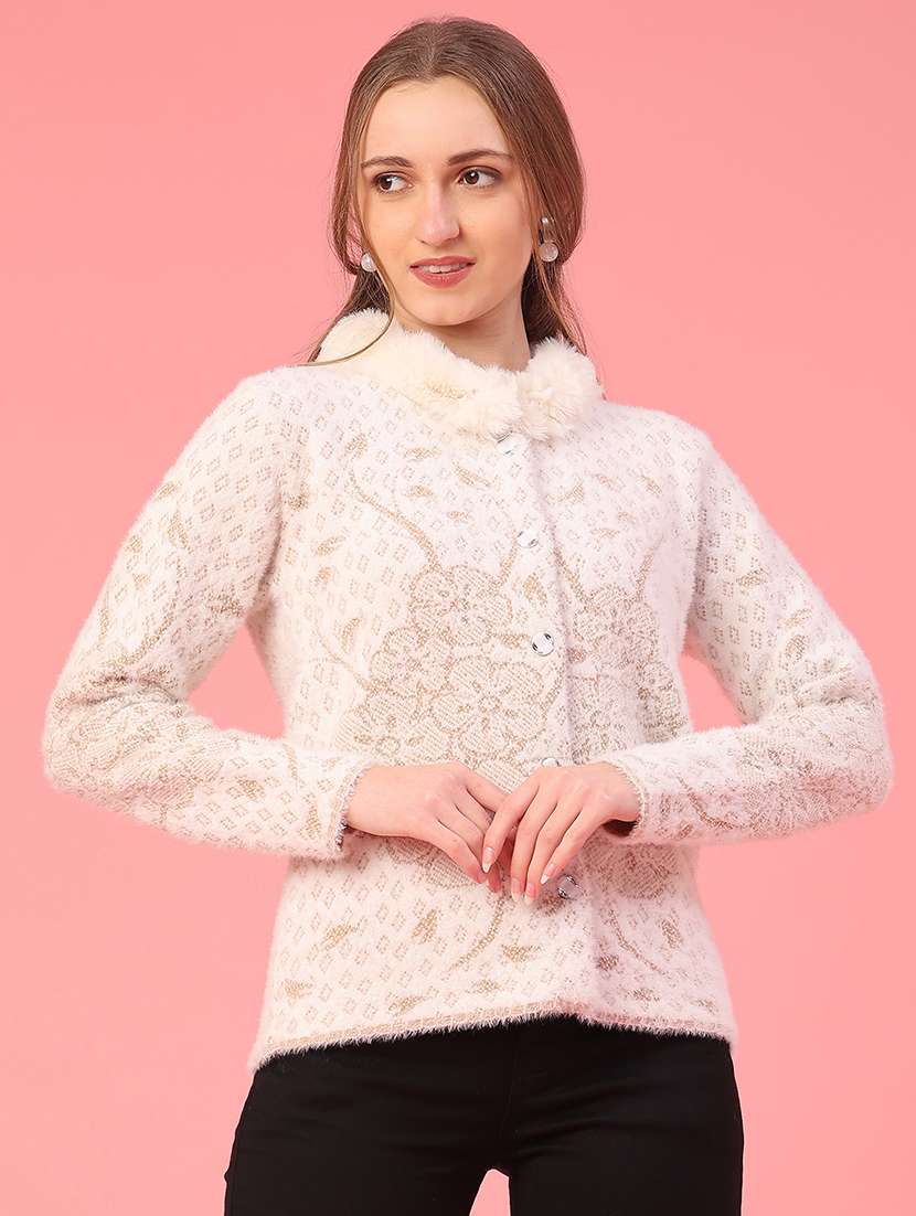 women self design long sleeve cardigan