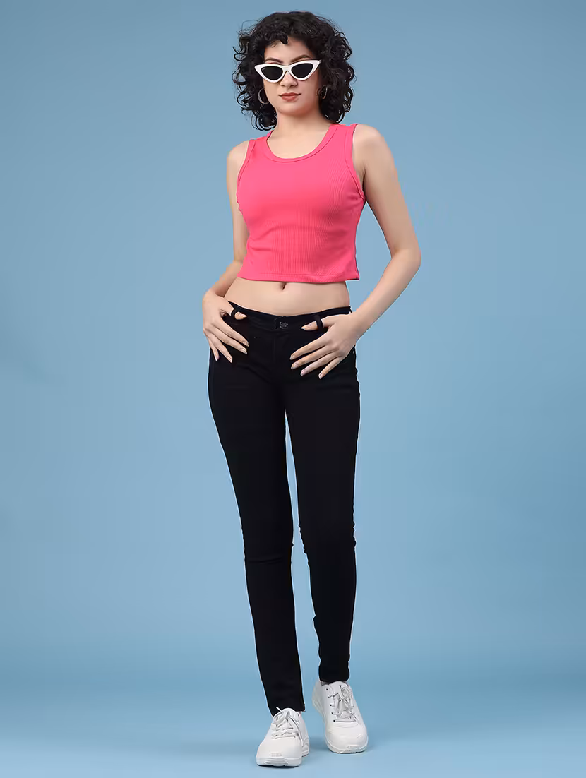 women solid sleeveless crop t-shirt - 22185537 -  Standard Image - 5