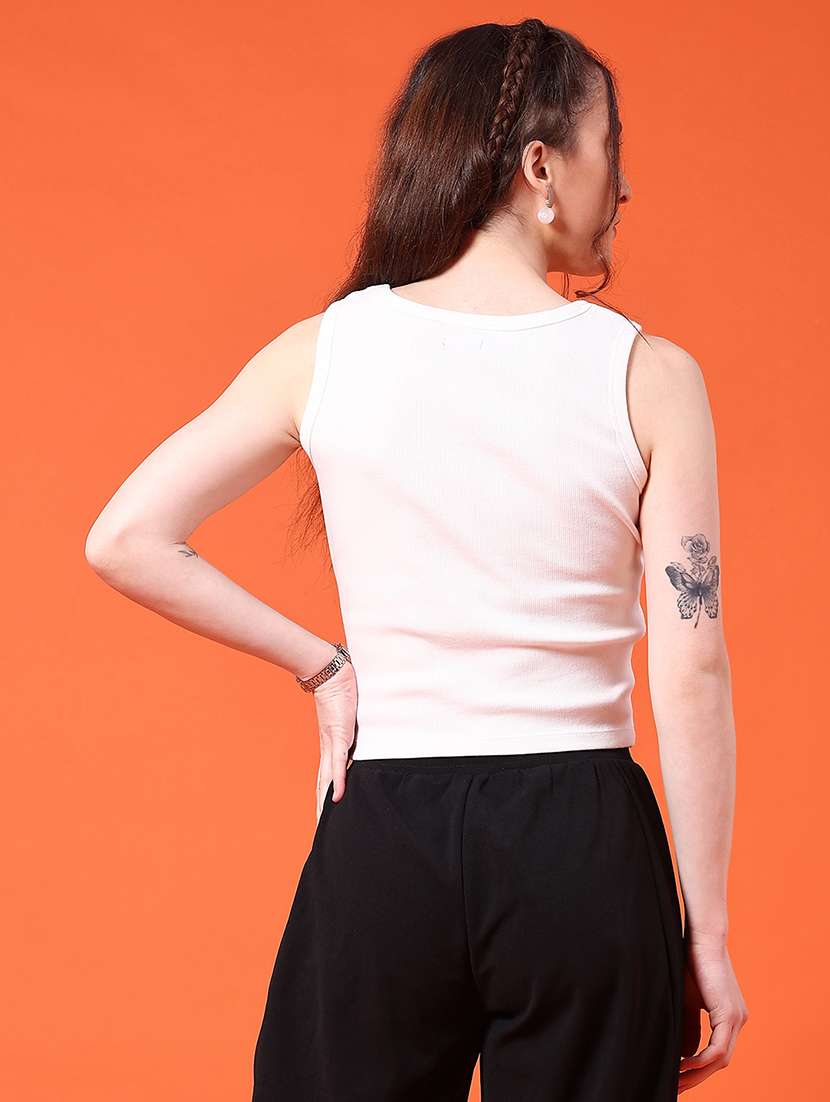 women printed sleeveless crop t-shirt - 22185541 -  Standard Image - 3