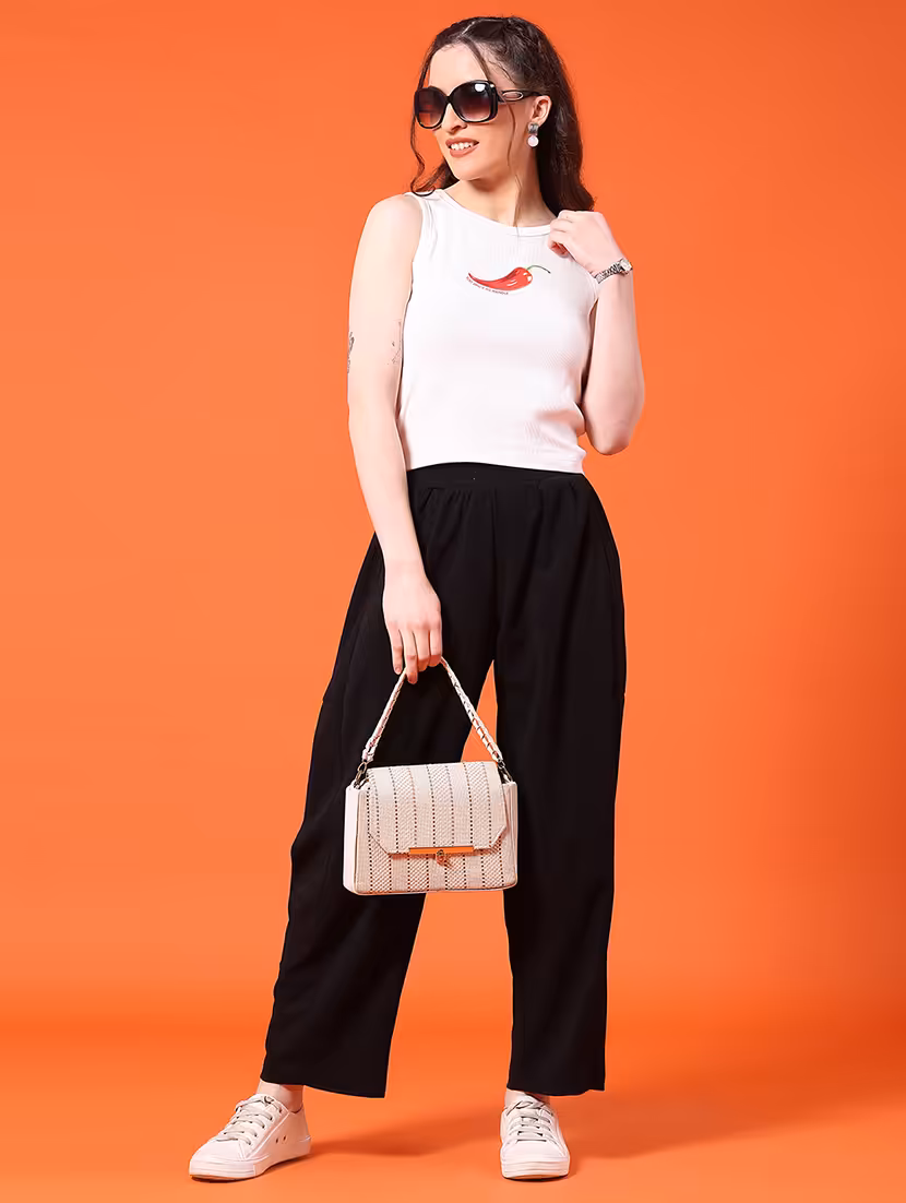 women printed sleeveless crop t-shirt - 22185541 -  Standard Image - 5