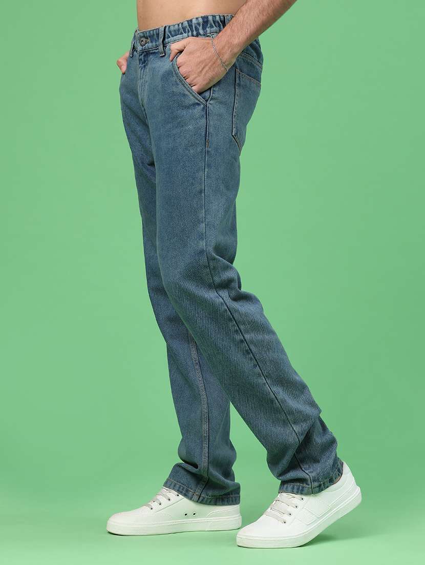 men plain mid rise full length straight jeans - 22185550 -  Standard Image - 3
