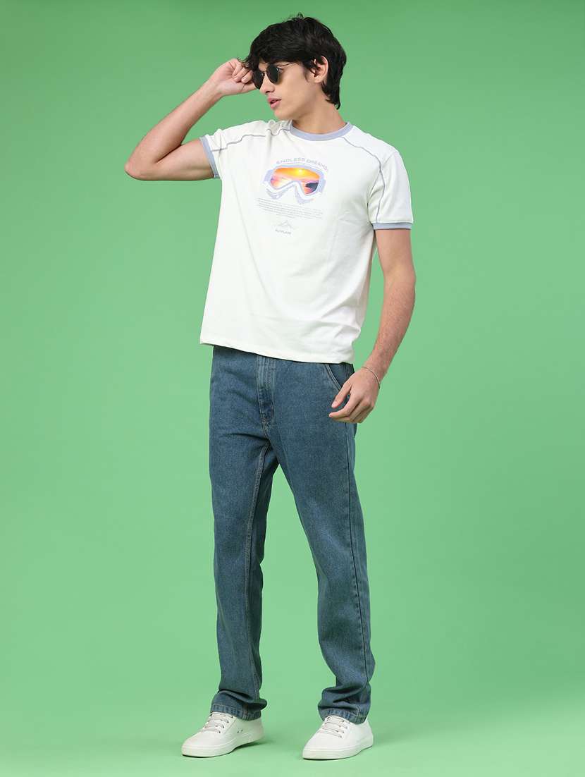 men plain mid rise full length straight jeans - 22185550 -  Standard Image - 5