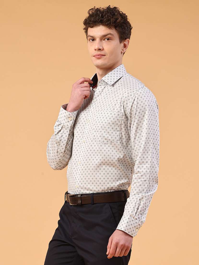 men printed long sleeve slim fit formal shirt - 22185557 -  Standard Image - 3