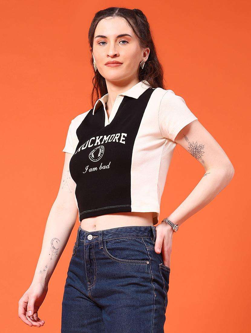 women printed short sleeve crop t-shirt - 22185558 -  Standard Image - 3