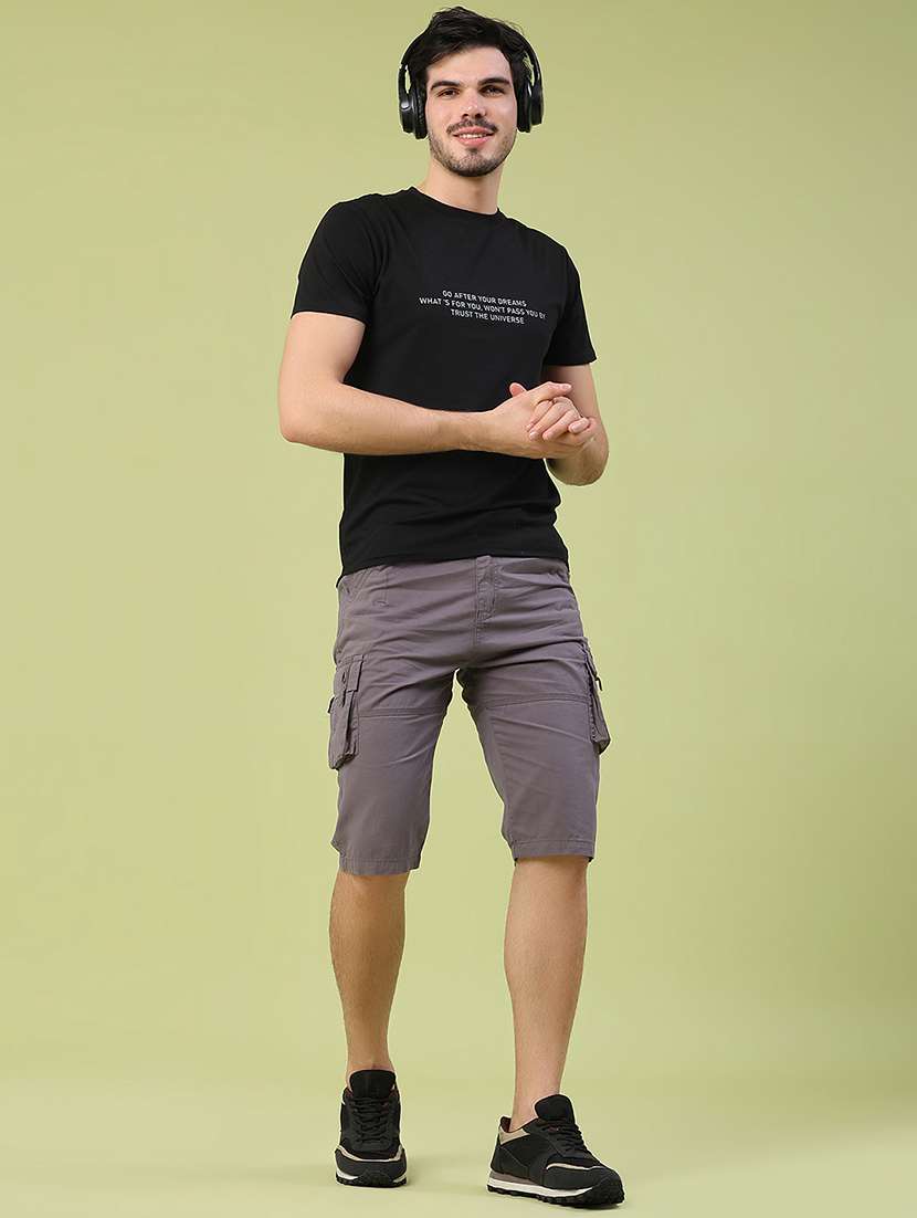 men solid mid rise three fourth cargo shorts - 22185573 -  Standard Image - 5