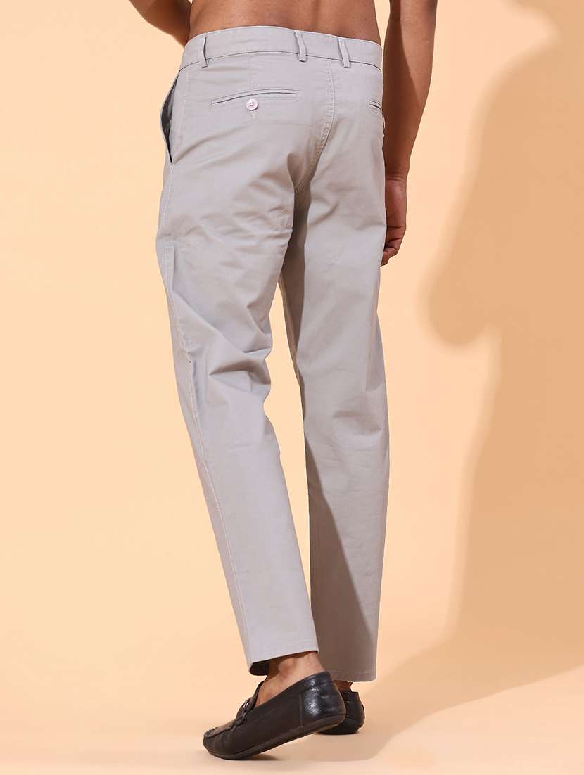 men grey cotton chinos casual trouser - 22185596 -  Standard Image - 3