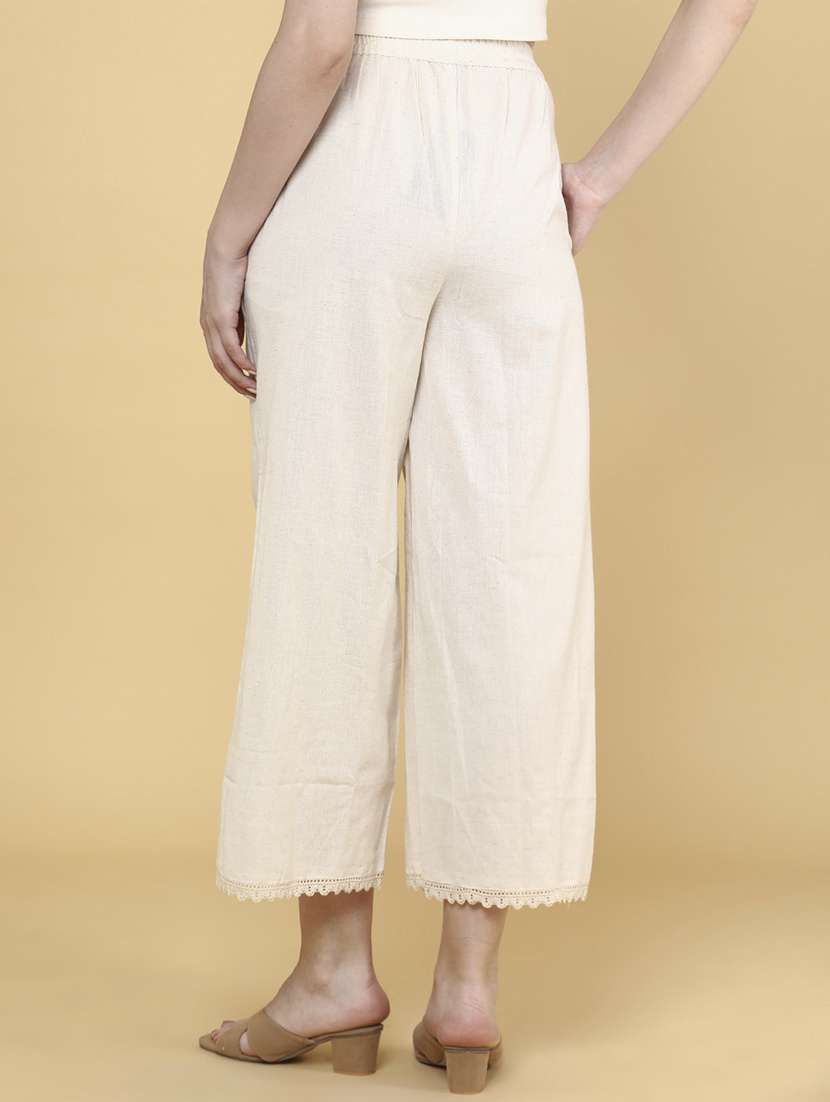 women solid mid rise palazzo - 22185646 -  Standard Image - 3
