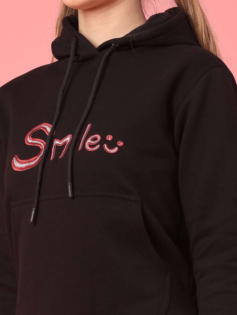 women embroidered long sleeve hooded sweatshirt - 22185664 -  Standard Image - 5