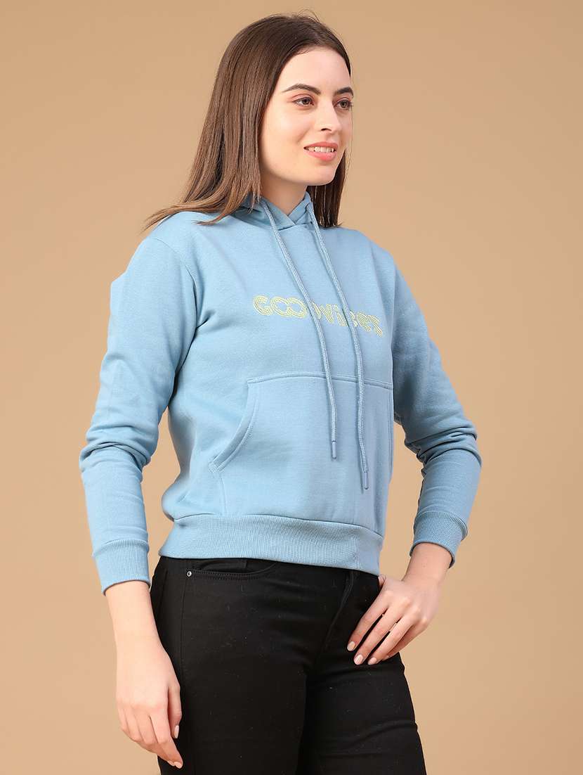 women embroidered long sleeve hooded sweatshirt - 22185666 -  Standard Image - 3