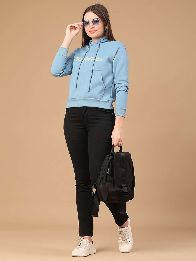 women embroidered long sleeve hooded sweatshirt - 22185666 -  Standard Image - 5