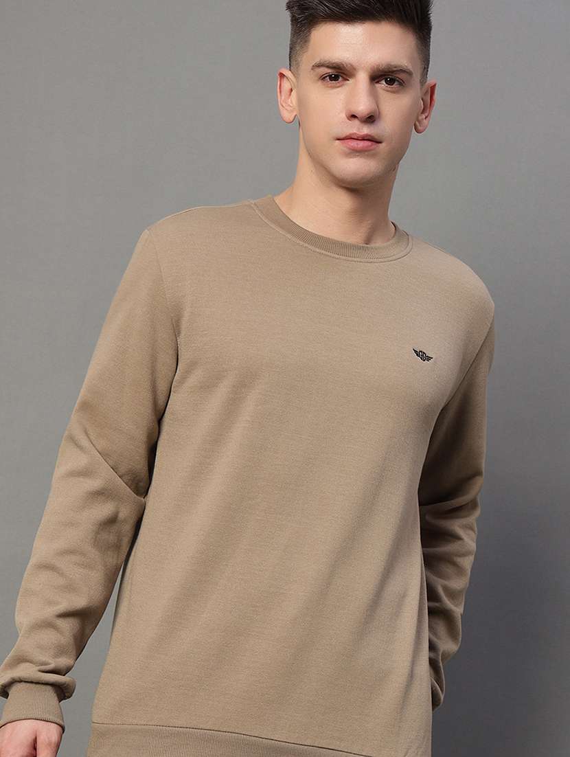 men solid long sleeve regualr fit sweatshirt
