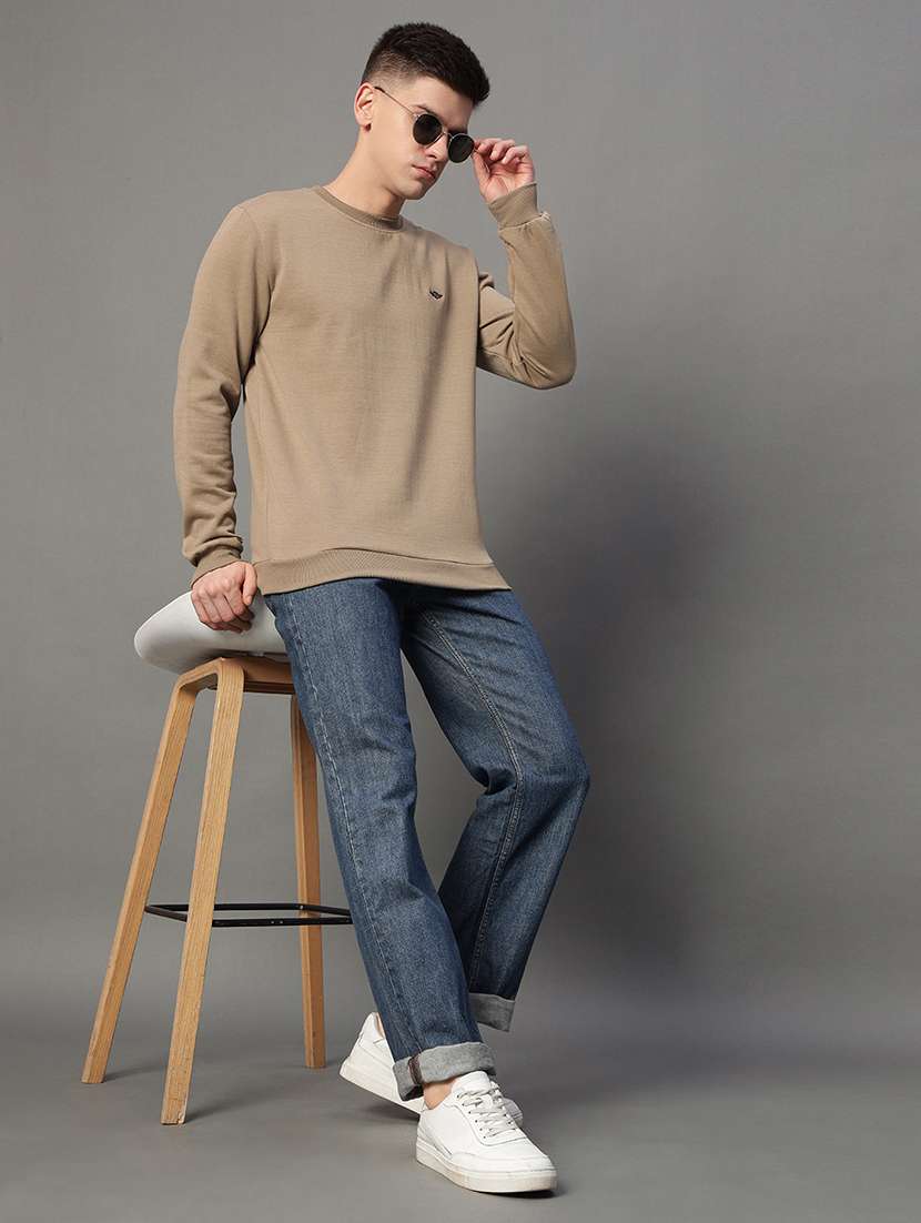 men solid long sleeve regualr fit sweatshirt - 22185820 -  Standard Image - 3