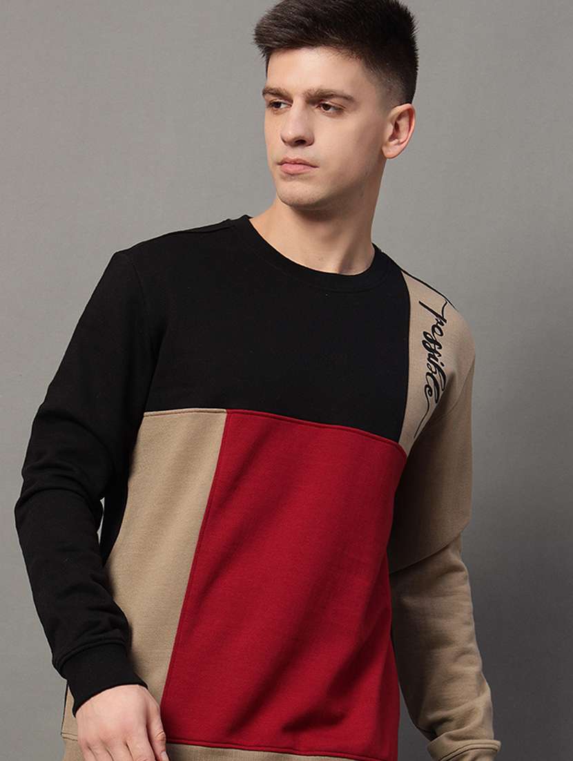 men color block long sleeve regular fit sweatshirt