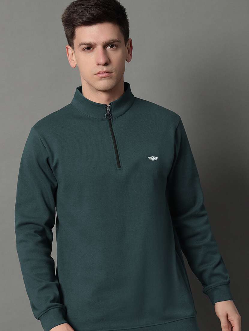 men solid long sleeve regular fit sweatshirt