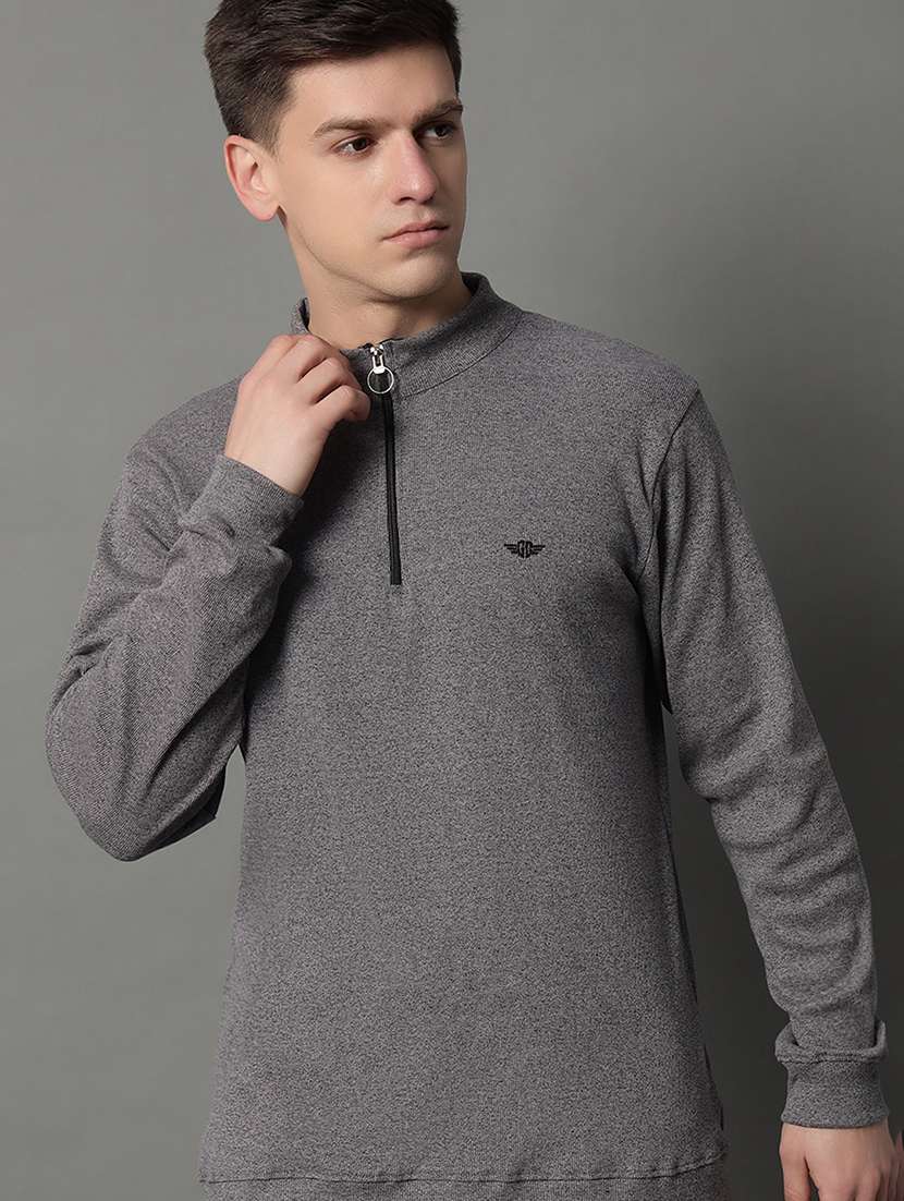 men solid long sleeve regular fit sweatshirt