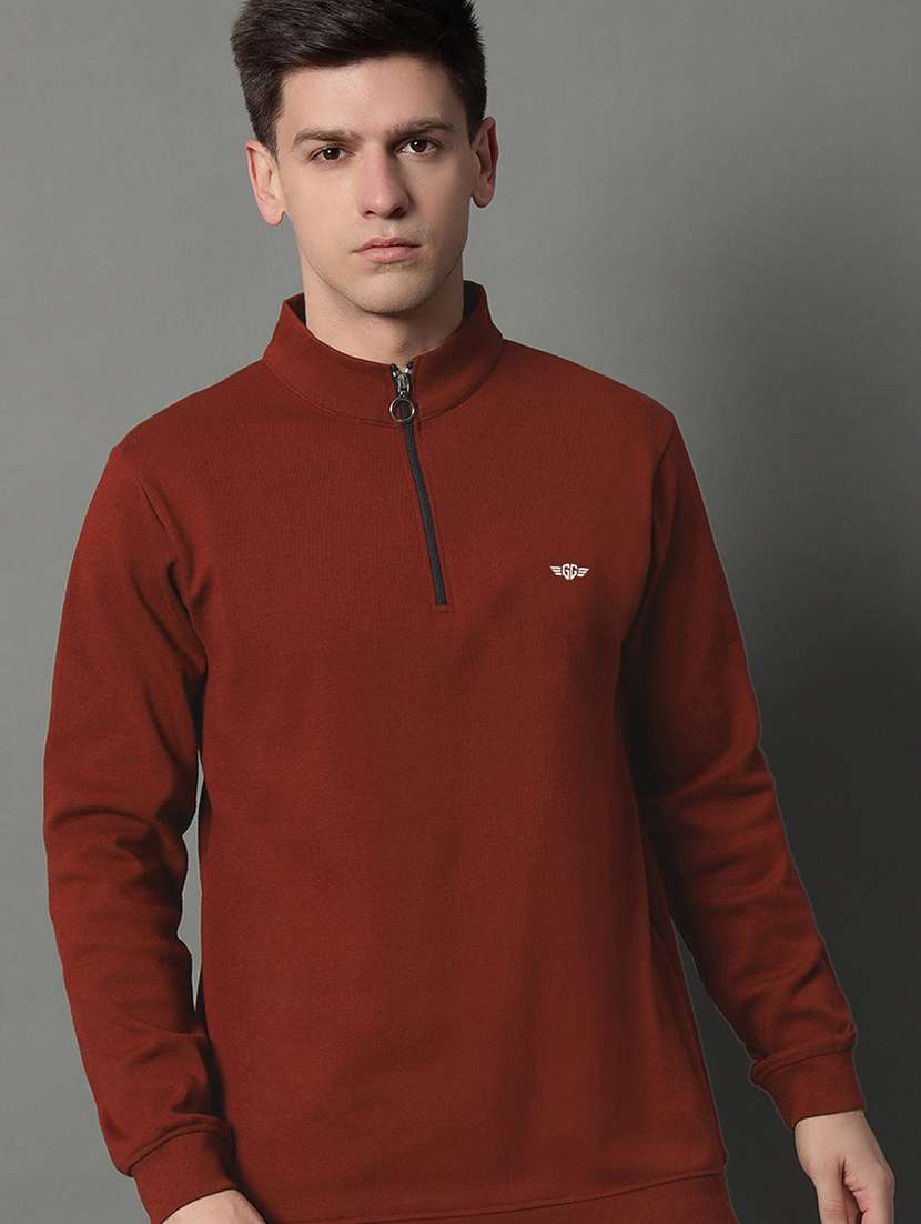 men solid long sleeve regular fit sweatshirt