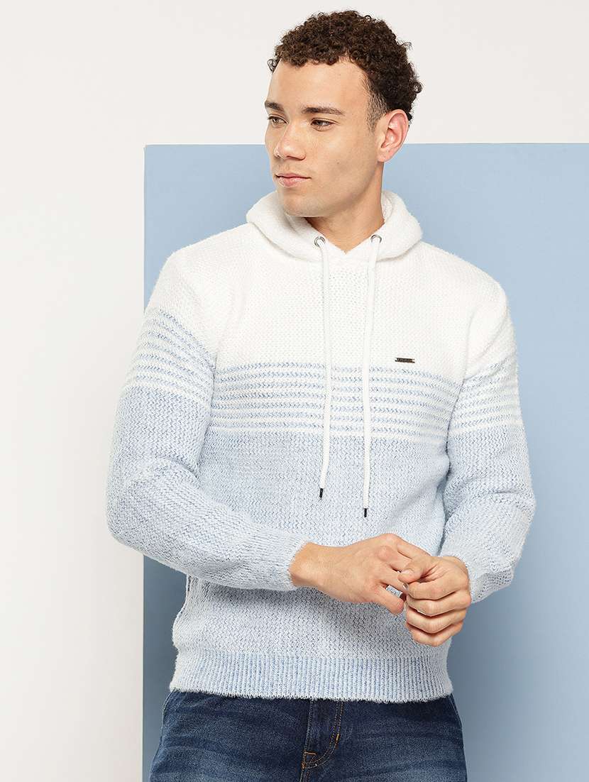 men self design long sleeve regular fit pullover 