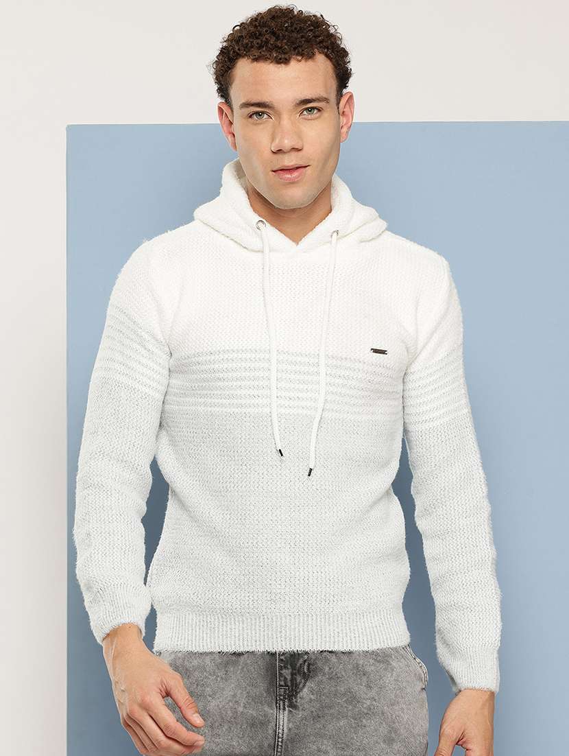 men self design long sleeve regular fit pullover 