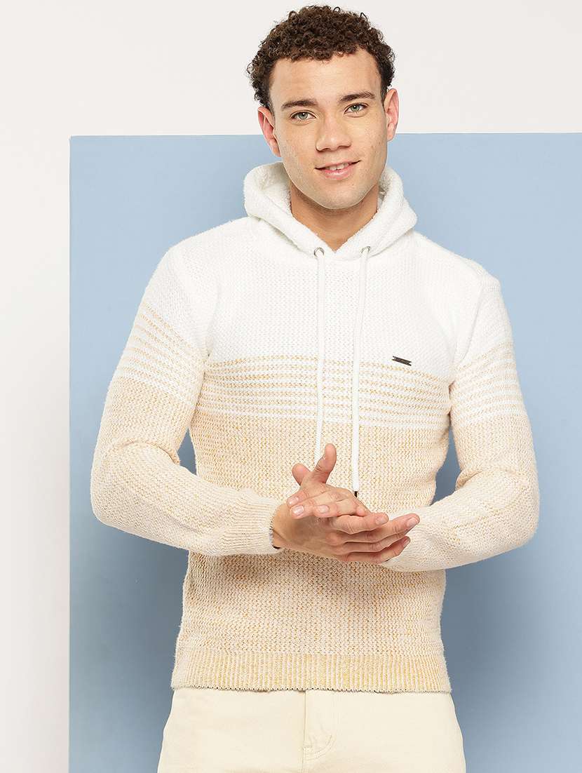 men self design long sleeve regular fit pullover 