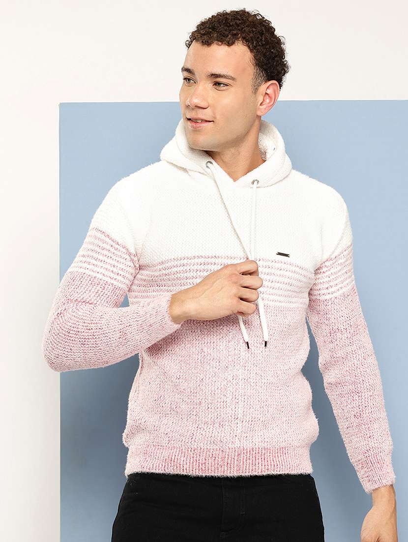 men self design long sleeve regular fit pullover 