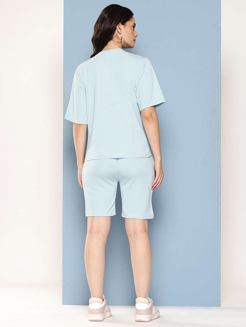 blue nylon top and shorts set coord - 22186132 -  Standard Image - 3