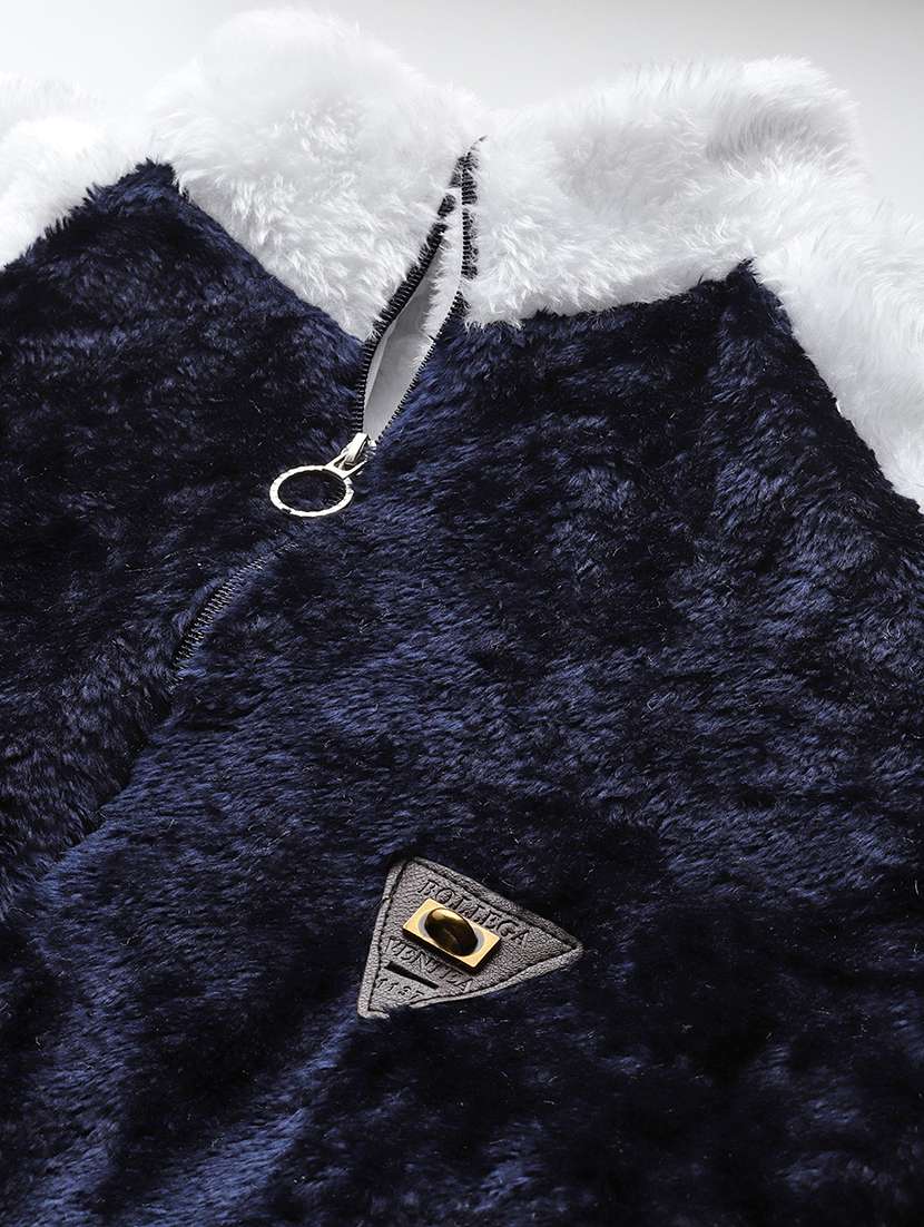 women color blocked long sleeve faux fur jacket - 22186134 -  Standard Image - 5