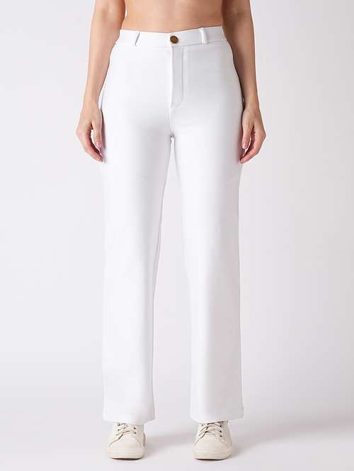 globus women white slim fit treggings - 22186168 -  Standard Image - 0