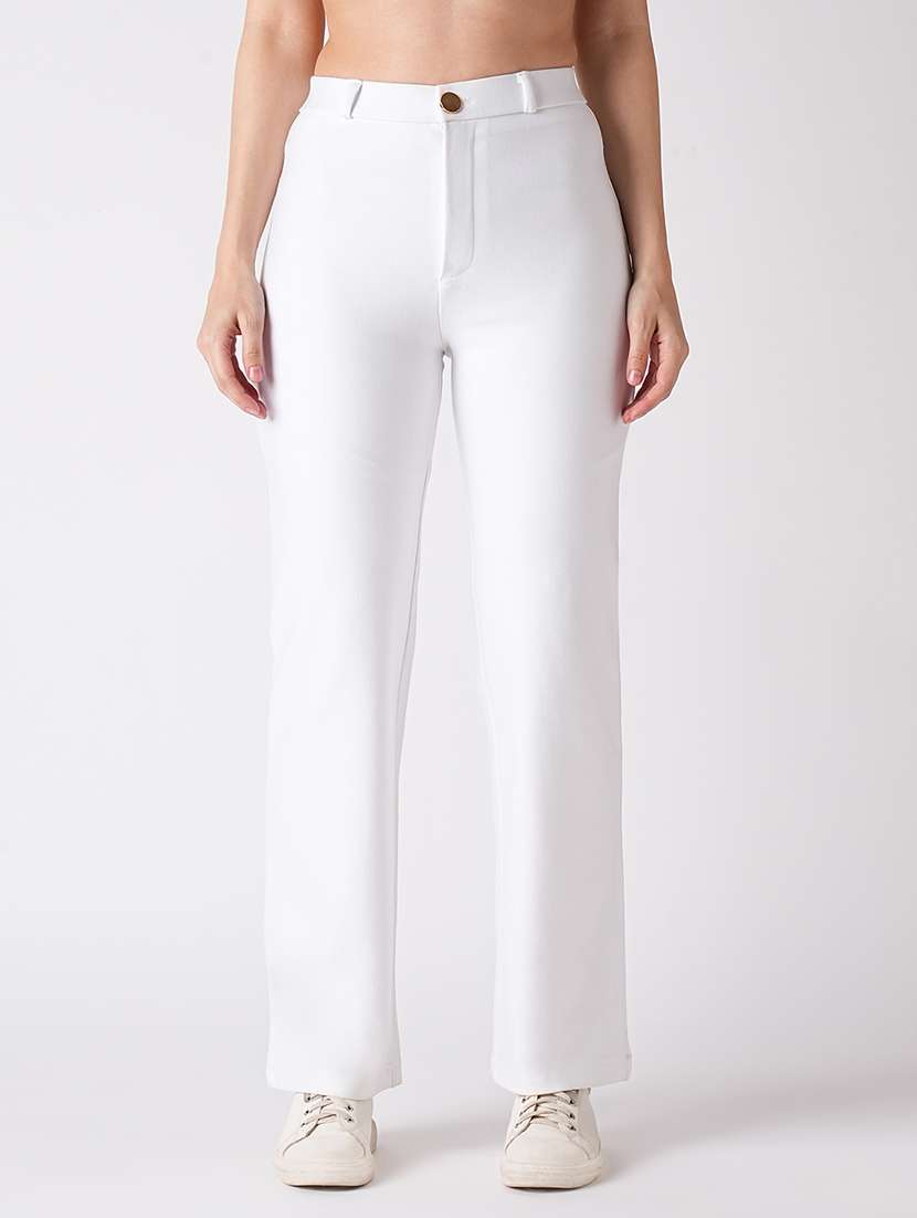 globus women white slim fit treggings