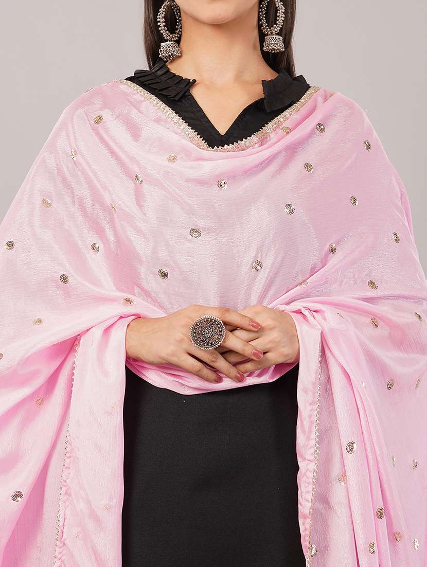 women solid with sequin work dupatta  - 22186173 -  Standard Image - 5