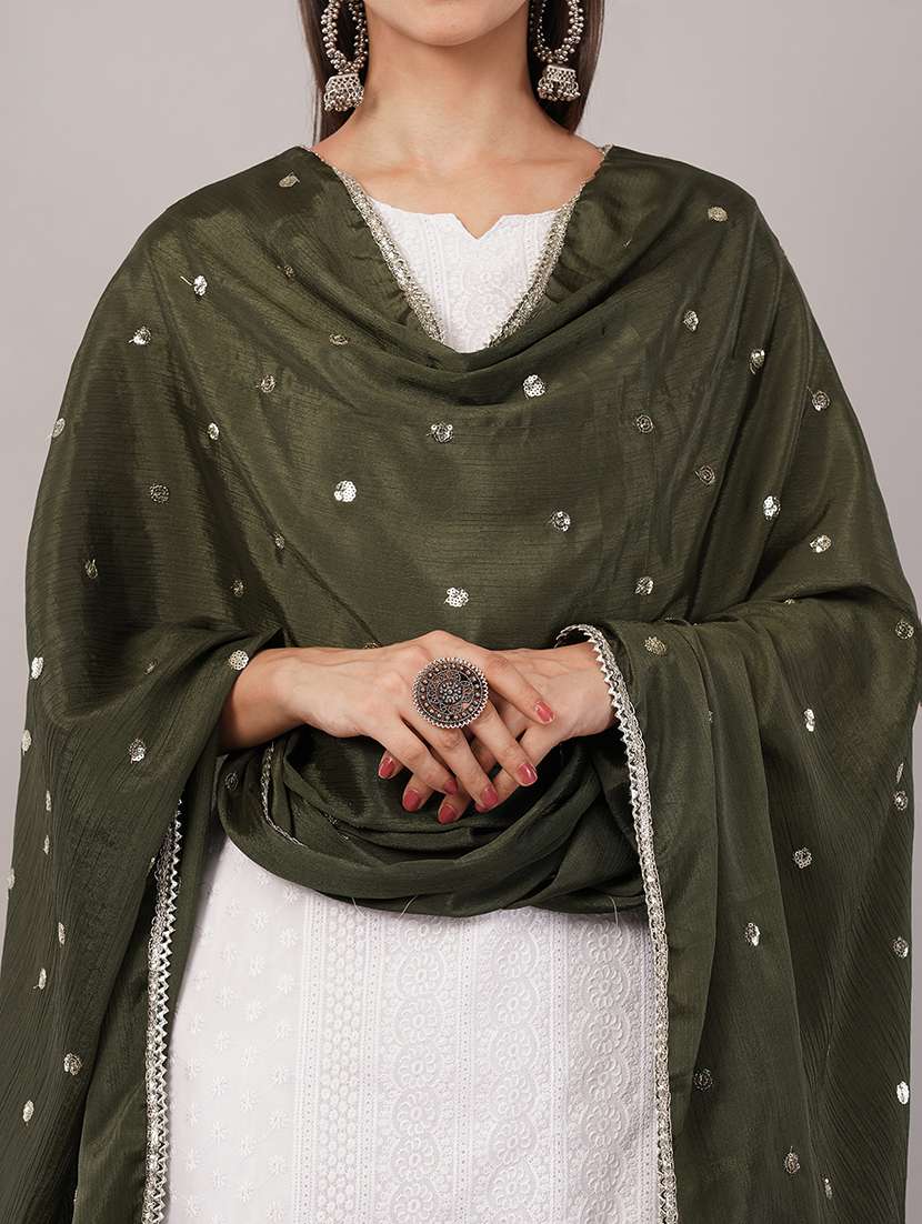 women solid with sequin work dupatta  - 22186174 -  Standard Image - 5