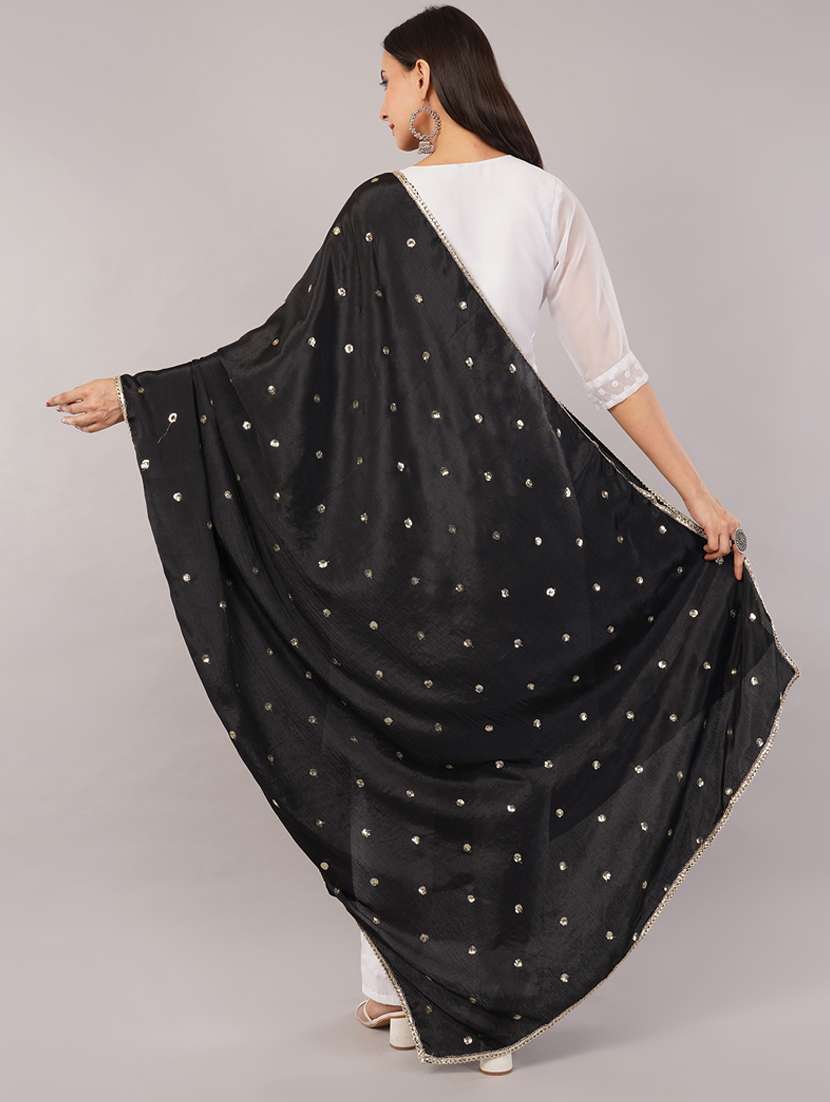 women solid with sequin work dupatta  - 22186175 -  Standard Image - 3