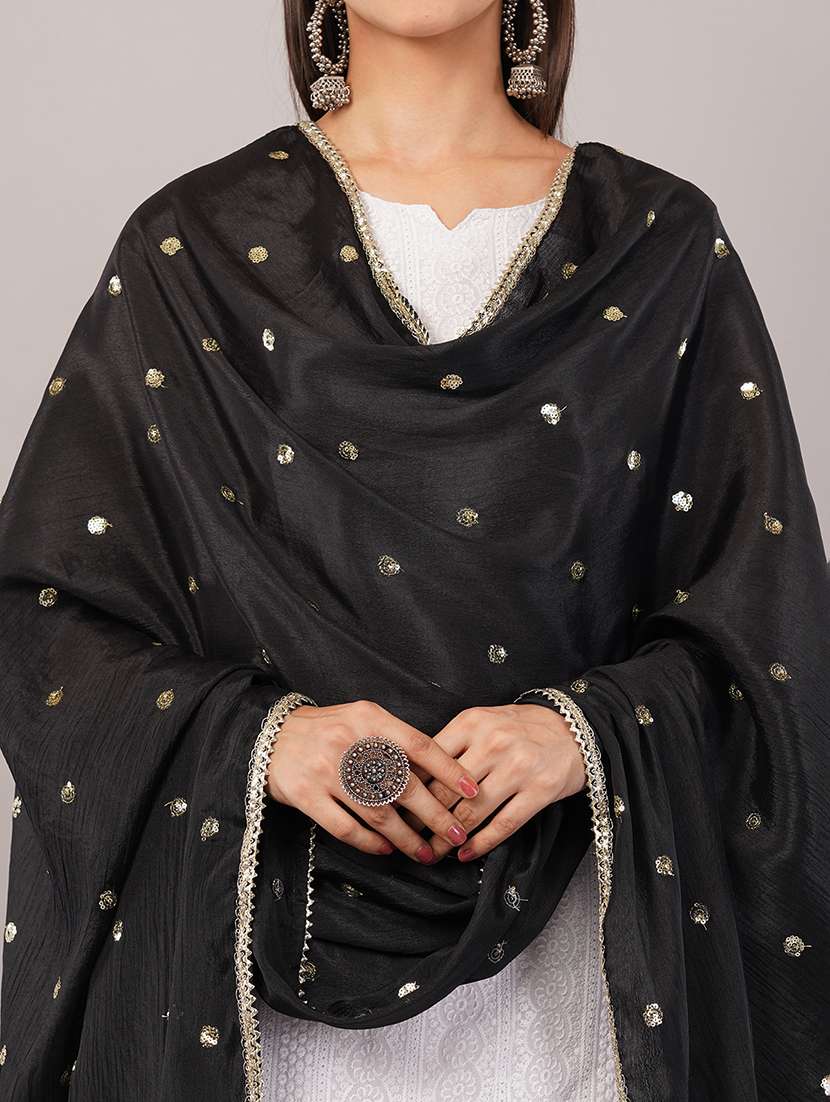 women solid with sequin work dupatta  - 22186175 -  Standard Image - 5
