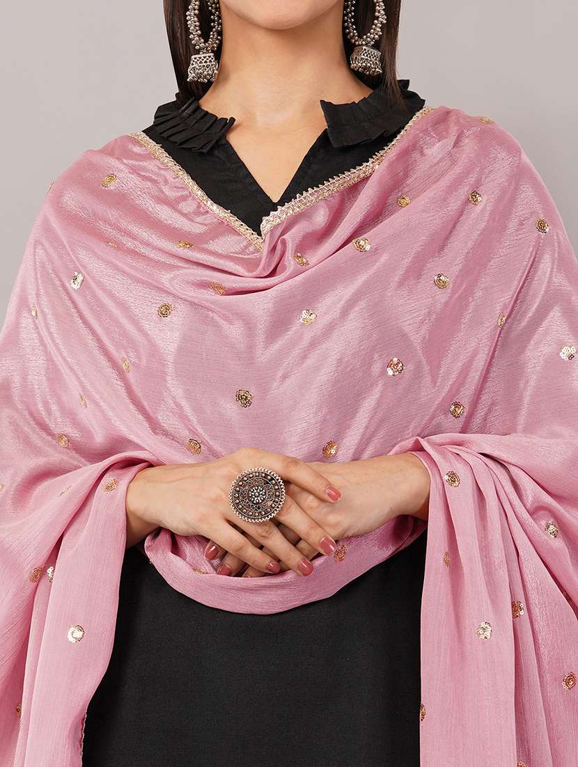 women solid with sequin work dupatta  - 22186176 -  Standard Image - 5
