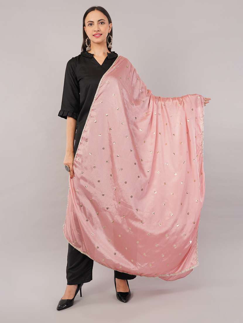 women solid with sequin work dupatta 