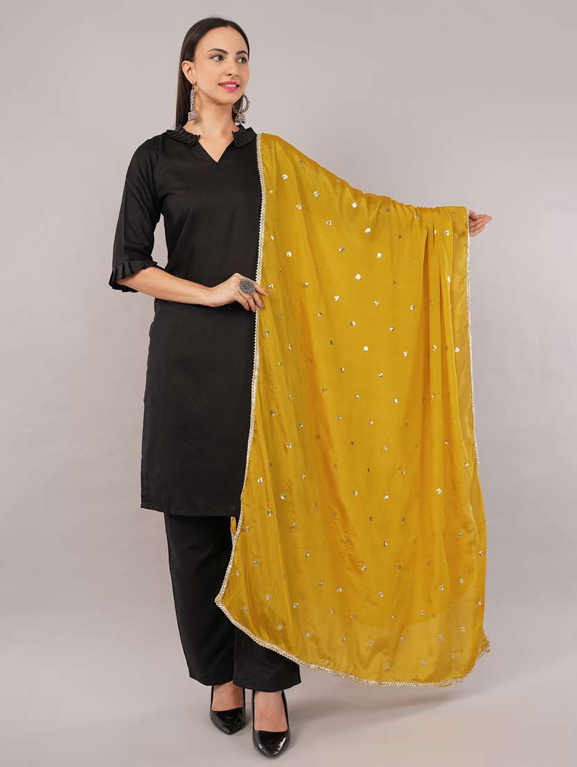 women solid with sequin work dupatta 