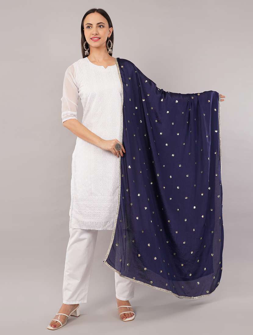 women solid with sequin work dupatta 