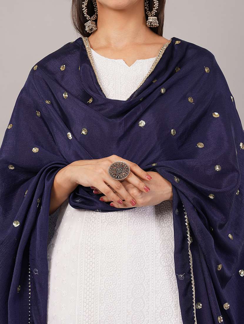 women solid with sequin work dupatta  - 22186180 -  Standard Image - 5