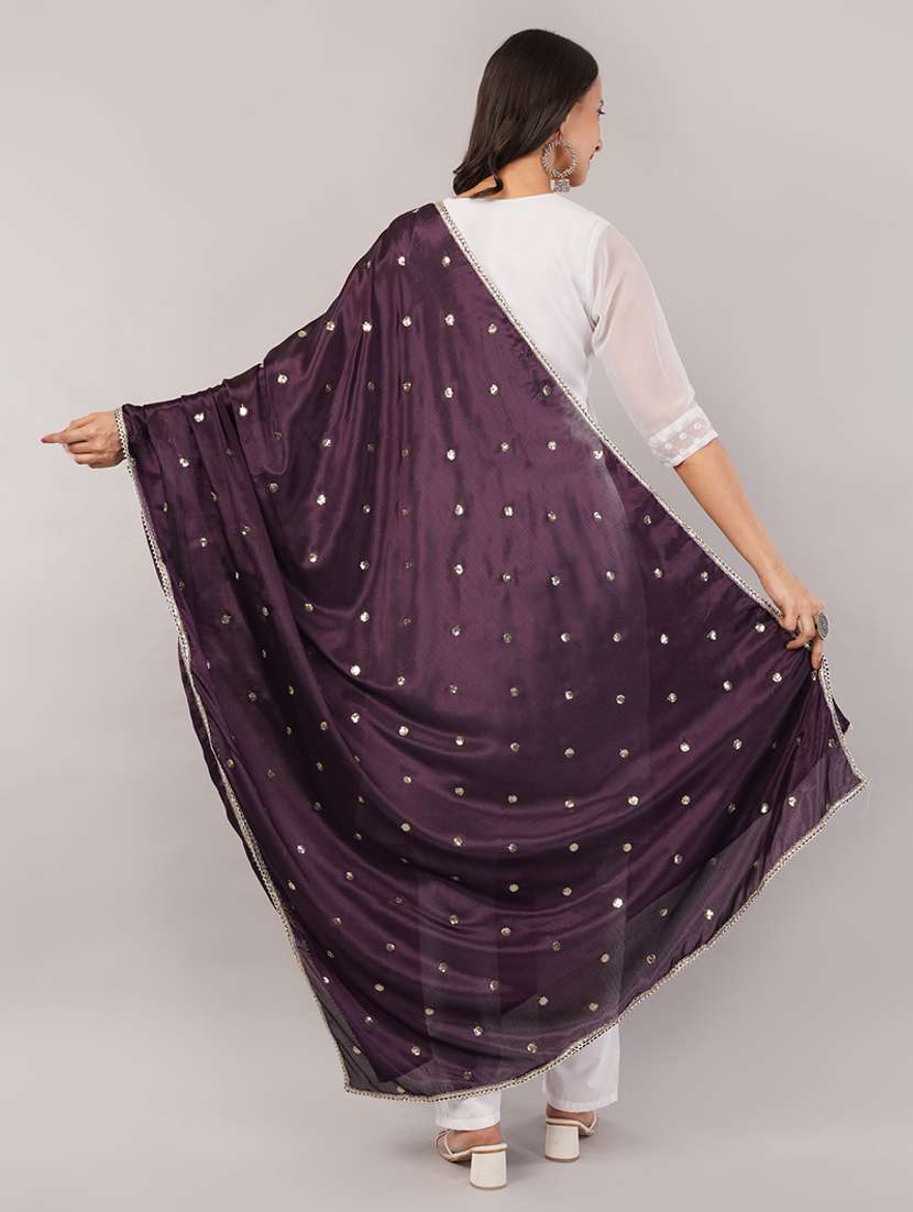 women solid with sequin work dupatta  - 22186181 -  Standard Image - 3