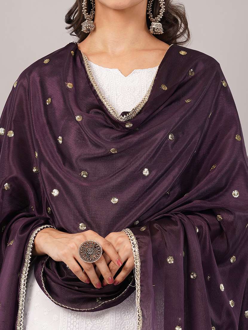 women solid with sequin work dupatta  - 22186181 -  Standard Image - 5