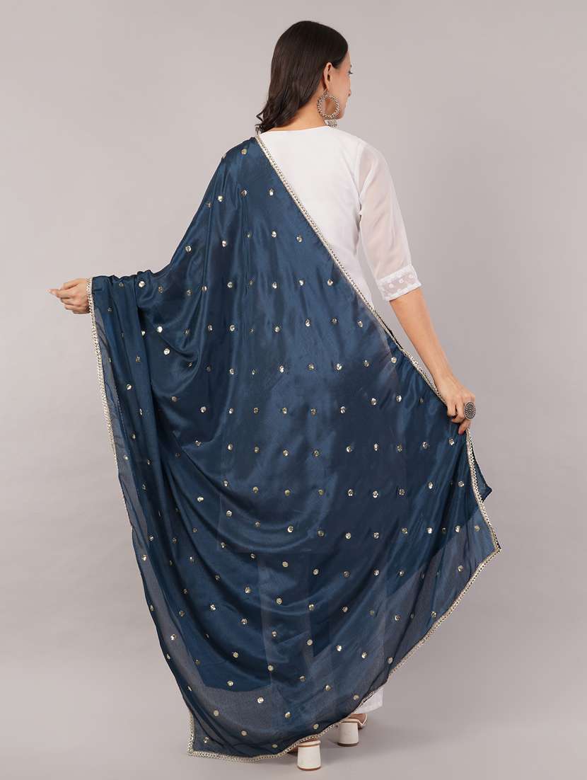 women solid with sequin work dupatta  - 22186182 -  Standard Image - 3